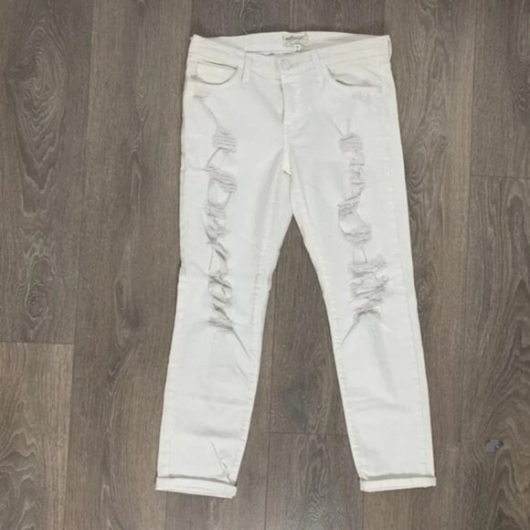 Current Elliott the Fling White Tattered Jeans Straight leg Boyfriend Size 26 - Picture 4 of 13